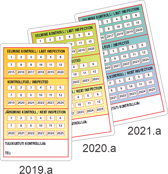 tulekustuti kontrollkleebis, kontrollkleebised